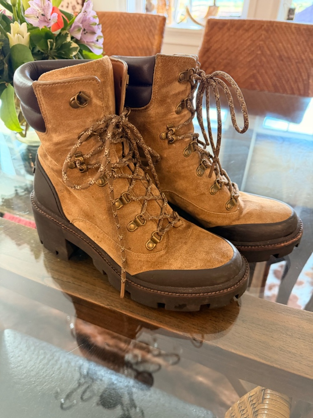 Tory Burch Suede Combat Boots